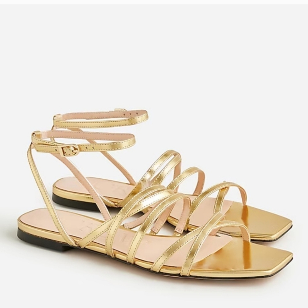 New Capri strappy sandals in metallic leather
